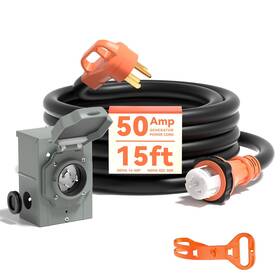 A A In Ww50-15 50 Amp Generator Cord 15ft And Power Inlet Box Pre-drilled