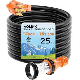 Aolink Alk50a25l 50 Amp Rv/generator Cord 25 Feet Heavy Duty Stw Wire Nema 14-50p To Ss2-50r