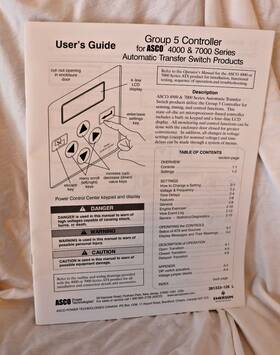 Asco 381333-126 Users Guide Group 5 Controller Automatic Transfer Switch Book