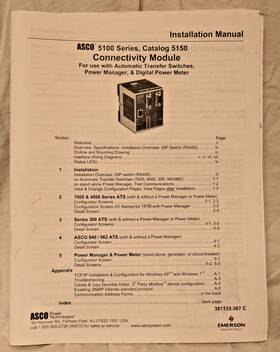 Asco 381333-367 5100 Series 5150 Connectivity Module Installation Manual Ats