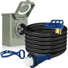 Bb2056 Bebobly 50 Amp Power Inlet Box And 25ft Generator Cord 125v/250v Emergency Com