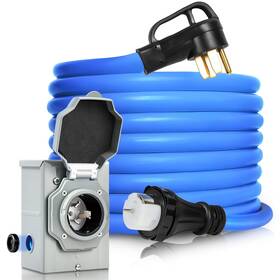 Besino 766157166678 50 Amp Generator Cord And Pre-drilled Power Inlet Box Cords 40ft