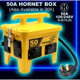 Century Wire D185220050 Hornet 50amp Electrical Distribution Box With Nema 14-50p X 4 Ft Cord Breakers