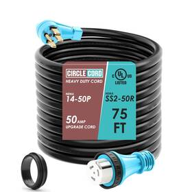 Circlecord Ec5075ft-l Ul Listed 50 Amp 75 Feet Rv/generator Cord With Locking Connector