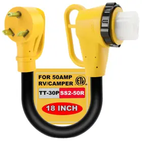 Cp003h Cordmitpro 30 Amp To 50 Rv Adapter With Twist Lock For Extension Cord And