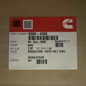 0300-4306 Cummins Voltage Regulator 24v Generator Part
