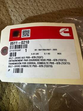 Cummins 0511-0210 Belt For Onan 12.5kw Generator
