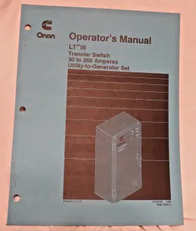 913-0102 Cummins Onan Operators Manual Ltiii Transfer Switch 30-260a Automatic