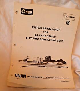 Cummins 924-0611 Onan Installation Guide 3.0 Aj Rv Series Electric Generator Set