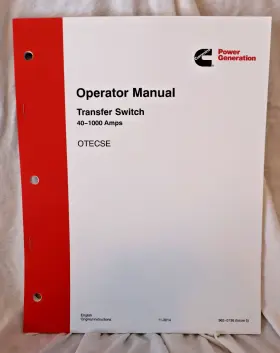 40-1000a Cummins 962-0136 Onan Operator Manual Otecse Transfer Switch Ats Binder