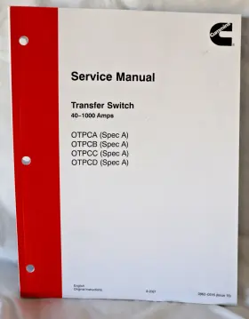 962-0516 Cummins Onan Otpcx Service Manual Ats Literature Transfer Switch Book 962-0516 Cummins Onan Otpcx Service Manual Ats Literature Transfer Switch Book