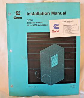 Cummins 962-0612 Onan Installation Manual Otpc 40-3000a Transfer Switch Ats Lit