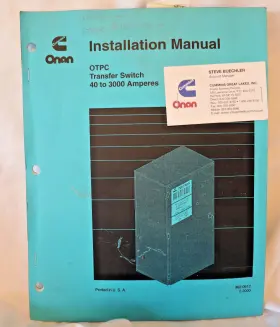 40-3000a Cummins 962-0612 Onan Installation Manual Otpc Transfer Switch Ats Lit
