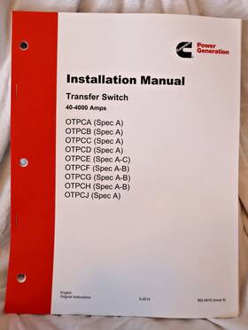 Cummins 962-0618 Onan Installation Manual Transfer Switch Otpc 40-4000a Ats Auto