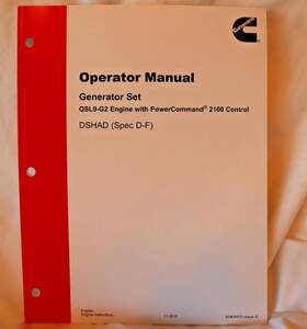 Cummins A040x970 Onan Operator Manual Dshad Spec D-f Generator Set Qsl9-g2 2100
