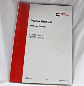 Cummins A045m928 Onan Owner Manual Rss100 Rss200 Transfer Switch Ats Literature