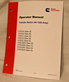 40-1200a Cummins A065w915 Onan Operator Manual Otec Spec B Transfer Switch Ats