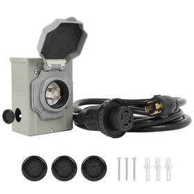 Dollate 840342767427 10ft 30amp Generator Cord With Power Inlet Box And Twist Lock Connector