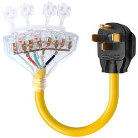 Excelfu 50at110a 50 Amp To 110v 20 Rv Adapter Distribution Cord Nema 14-50p Male 4x 5-2