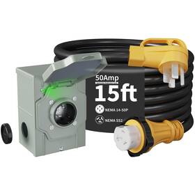 Garvee Hrsvkwhrozjyf8c0as4gnabhfh3s 50 Amp 15ft Generator Cord And Power Inlet Box Kit Nema 14-50p Male To Ss2-5