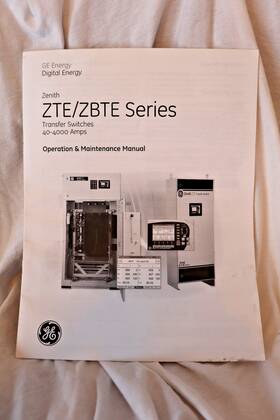Ge Zenith 91r-1000 Series Transfer Switch Manual Operation And Maintenance Book