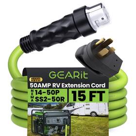 Gearit Gi-1450p-ss250r-15f 50-amp Generator Extension Cord 125/250v For 50a Power Inlet Box