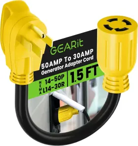 Gi-rv-db-50m-30f Gearit 50 Amp To 30 4-prongs Locking Generator Transfer Switch Adapter Cord 50amp