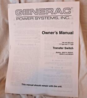 Generac 078590 Owners Manual Transfer Switch V Type Y 100 And 200a Ats Power