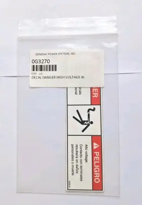 0g3270 Generac Decal Danger High Voltage Bilingual 0g3270 Generac Decal Danger High Voltage Bilingual