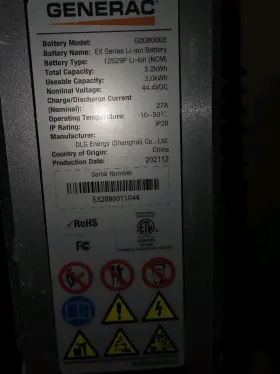 G0080003 Generac G008003 Pwrcell 3.0kwh Ex Series Li-ion Battery 12s29p