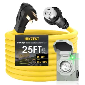 Xy-50t25 Hikzest 50 Amp Generator Cord And Power Inlet Box Heavy Duty 25ft Extensio Xy-50t25 Hikzest 50 Amp Generator Cord And Power Inlet Box Heavy Duty 25ft Extensio
