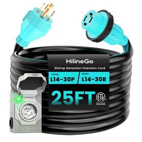 Hilinego Hg-30t25 30 Amp Generator Cord 25ft And Pre-drilled Power Inlet Box Heavy Duty Nema L