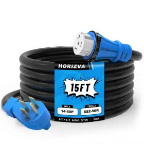 Dyx-50a-s Horizva 50 Amp Generator Cord 15ft Rv Extension With Twist Lock 4 Prong