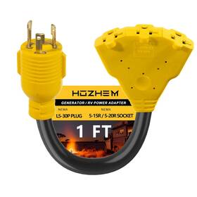 Hozhem 726084633513 30 Amp To 110v Generator Adapter - Nema L5-30p Male 3 Of 5-20r/5-15r Female