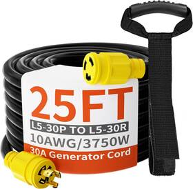 Huanchain 445057458405 3 Prong 30 Amp Generator Cord 25 Feet Heavy Duty Nema L5-30p/l5-30r 10