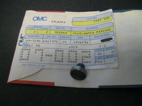 Johnson Evinrude Omc 0912349 Water Passage Plug Jo71