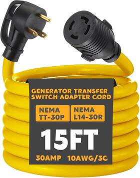 Kanayu Wae-kanayu-2154 Generator Transfer Switch Adapter Cord Compatible With Nema Tt-30p To L14-30r
