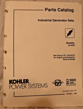 33-45rz Kohler Tp-5613 Parts Catalog Generator Sets Industrial Literature Power