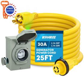 Kohree Kr6462 25 Feet 30 Amp Generator Cord And Power Inlet Box Kit 4 Prong Nema L14
