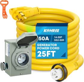 Kohree Kr6477 50 Amp Generator Cord And Power Inlet Box Kit 25ft Nema 14-50p To Ss2-50