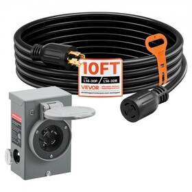 Lablt Om248292oc 30 Amp Generator Cord 15ft And Power Inlet Box Waterproof Combo Kit Nema L14-30