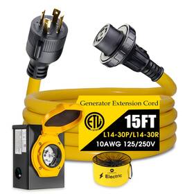 Lazmumi Etc-30a001 30 Amp Generator Power Cord And Inlet Box 4 Prong Nema L14-30p