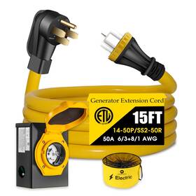 Lazmumi Etc1450plb001 50 Amp Generator Cord With Pre-drilled Power Inlet Box Real Heavy Duty Stw 6
