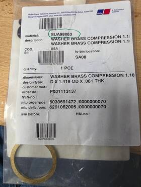 Mtu Sua98863 Brass Compression Washer