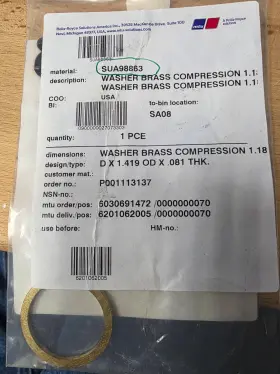 Sua98863 Mtu Brass Compression Washer