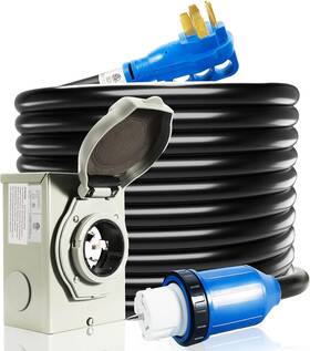Mulmart 313098325376 50 Amp Generator Cord And Power Inlet Box 25ft Cords 125v/250v