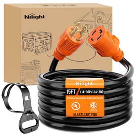 Nilight 50453rv 15ft 30amp Generator Extension Cord Nema 14 30p Heavy Duty Power