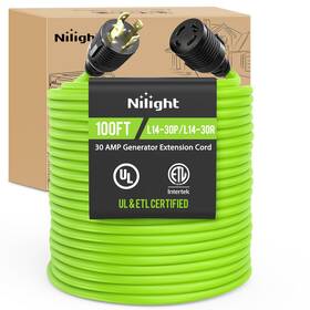 Nilight 50492rv 100ft 30amp Generator Extension 4prong Twist Lock Green