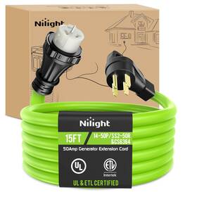 Nilight 50493rv 15ft 50 Amp Generator Extension 50amp 4prong Twist Lock Green