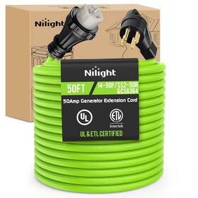 Nilight 50495rv 50ft 50 Amp Generator Extension 50amp 4prong Twist Lock Green